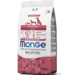 Monge - Natural Superpremium All Breeds Adult Monoprotein Manzo con Riso* Adult